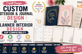 design custom notebook journal, planner interior design for KDP compatibility