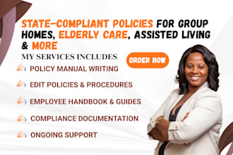 write compliance group home care policy and procedure manual, pass state survey