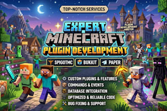 configure and code unique minecraft plugins for spigot, bukkit and paper server