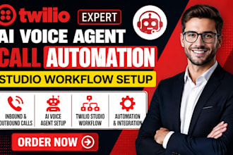 setup twilio ai voice agent inbound outbound call automation studio workflow