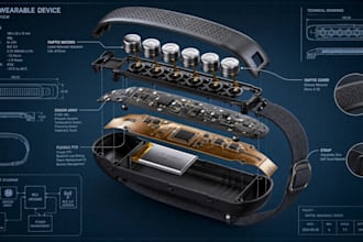 provide concept 3d product modeling for wearable  tech product design prototype