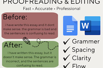 proofread, edit, and assist in writing projects and assignments