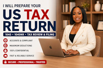 prepare your US tax return, 1040, 1040nr, and review taxes professionally