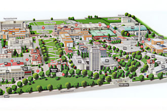 illustrate vector campus map, site plan, property map for office school, college