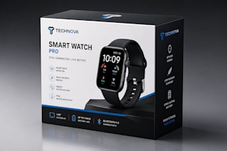 design modern electronics box packaging, box packaging, product, tech packaging