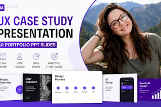 design UX case study presentation slides, UI portfolio PPT slides
