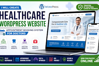 create healthcare wordpress website, appointment booking system for doctors