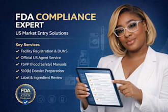 handle fda registration, fsvp, us agent, 510k dossier and label review