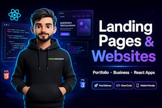 build a responsive landing page, portfolio or react website
