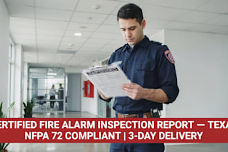 provide a certified fire alarm inspection report in texas and ca