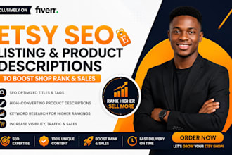 write etsy SEO listing product descriptions to boost shop rank  sales