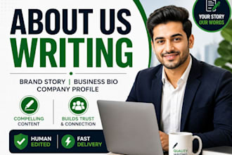 write compelling about us page, brand story and business bio