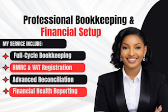 setup bookkeeping, quickbooks online, bank reconciliation, and xero