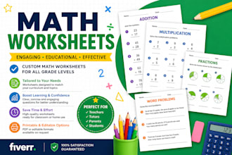 create professional math worksheets and practice questions
