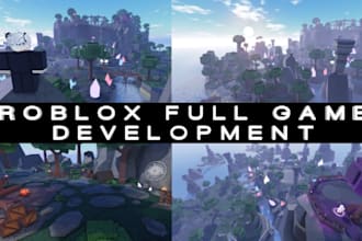 do roblox full game development, roblox map, lua scripting, game ui design, vfx