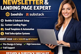 design beehiiv newsletter and substack landing page article page or do mi websit