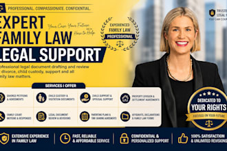 draft and advice family law, child custody, and divorce