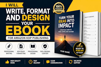 write, format, and design a professional ebook for amazon KDP publishing