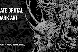 create brutal dark art illustration