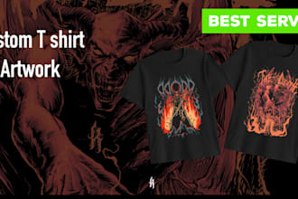 create dark art illustration for t shirt, merchandise