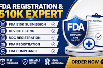 handle fda 510k submission, device listing, ndc and fda registration