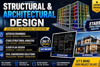do structural analysis, etabs design, and autocad drawings for texas projects