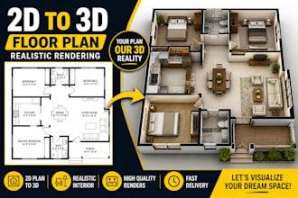floor plan into realistic 3d floor plan