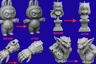 do 3d scan cleanup, mesh repair, stl file repair and make 3d print ready model
