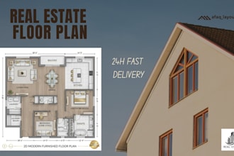 create a furnished 2d floor plan for real estate