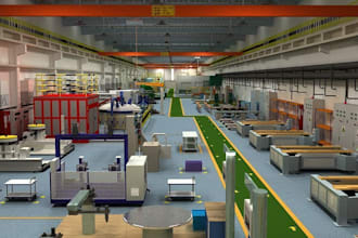2d,3d factory layout, logistics warehouse,food factory layout, workshop facility