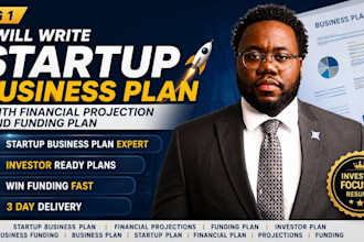 write startup business plan, financial projection and funding plan