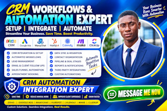 zoho CRM google ads manychat hubspot CRM automation calendly make com clickup
