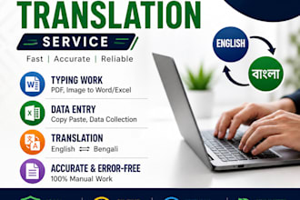 do fast typing, data entry, and english to bengali translation