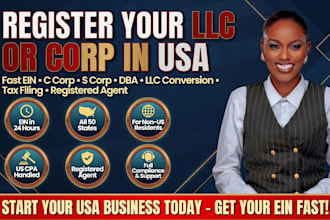 incorporate us c corp, s corp, ein registration, dba, tax filling