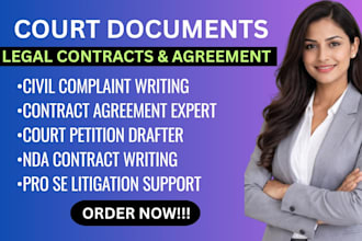 draft legal lawsuit, complaint, petition, motion, and appeal