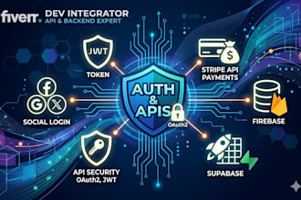 integrate oauth2, jwt, social login, stripe api, firebase and supabase backend