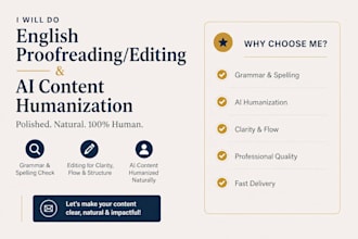 professionally proofread, edit, and humanize ai content