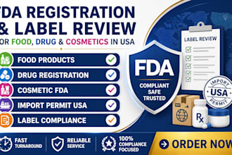 handle fda food, drug, cosmetics registration and label compliance