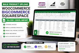 bulk product upload to bigcommerece woocommerce squarespace via csv excel import