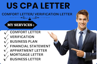 prepare and sign US CPA audit comfort letter mortgage letter financial statement