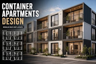 draw container apartments modular buildings tiny home architectural plan
