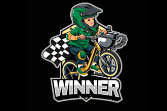 create modern race, car race, bike race, mascot logo design service