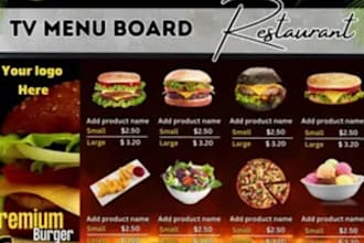 design tv menu, digital menu screen and menu board