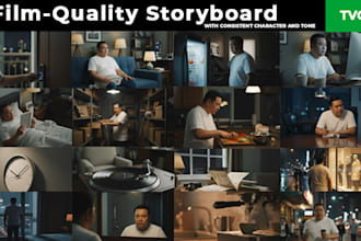 create a cinematic ai storyboard visuals with consistent characters