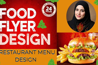 design restaurant food menu, flyer and banner in 24 hours
