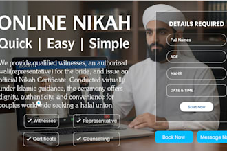 offer online nikah service with witnesses and certificate