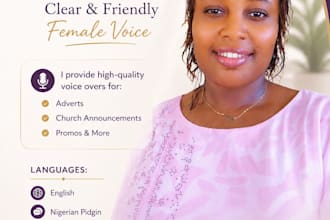 record a female nigerian voice over for youtube and ads