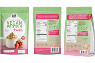 mylar bag pouch supplement packaging label design food protein vitamin products