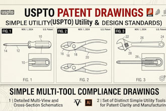 draw precise patent illustrations and utility patent vector art