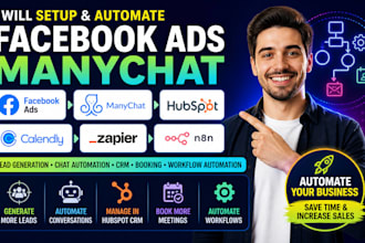 build facebook ads manychat hubspot calendly zapier n8n automation